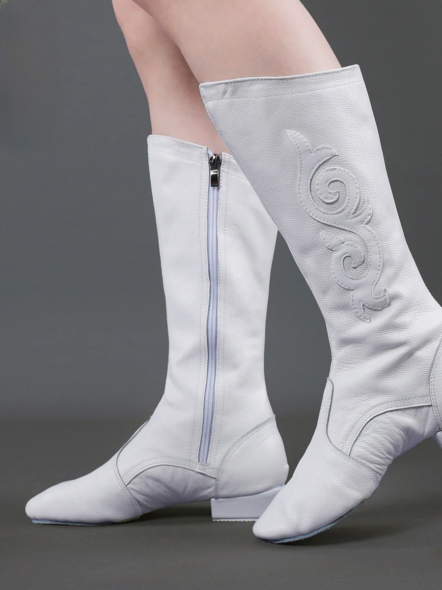 Mongolian Dance Boots Soft Bottom Pure Leather Handmade Mid-Calf Women's Shoes Professional National Dance Art Exam Practice