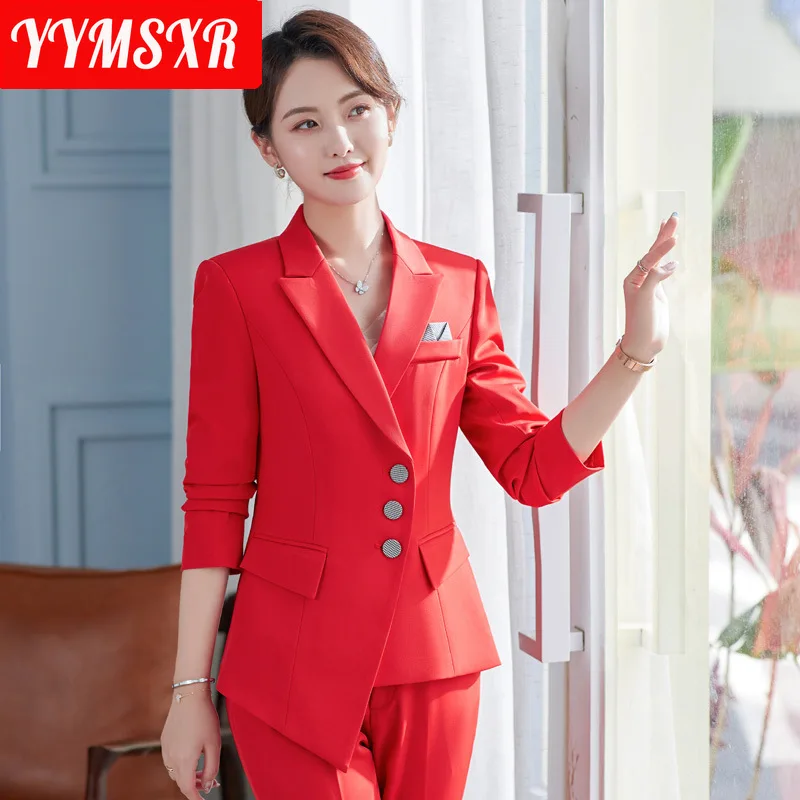 

2023 Autumn and Winter New High-end Women's Suit Pants Two-piece Single-breasted Slim Fit Ladies Blazer Slim Pants