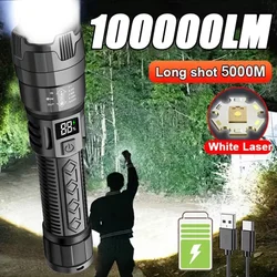 Super Long Range Tactical Torch High Power LED Flashlight USB Rechargeable Strong Light Lamp Outdoor Portable Lantern Waterproof