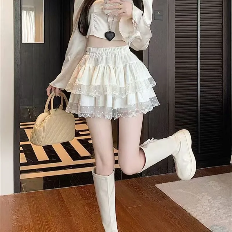 2025 Hotsweet Girls Mini Lace Cake Skirts For Dating Sweet Women's High Waist A-line Short Skirt Streetwear Korean Style Summer