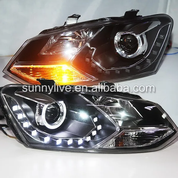 

For VOLKSWAGEN Polo Mk5 Vento Cross Polo LED Angel Eyes Head Lamp 2010-14 Year LD