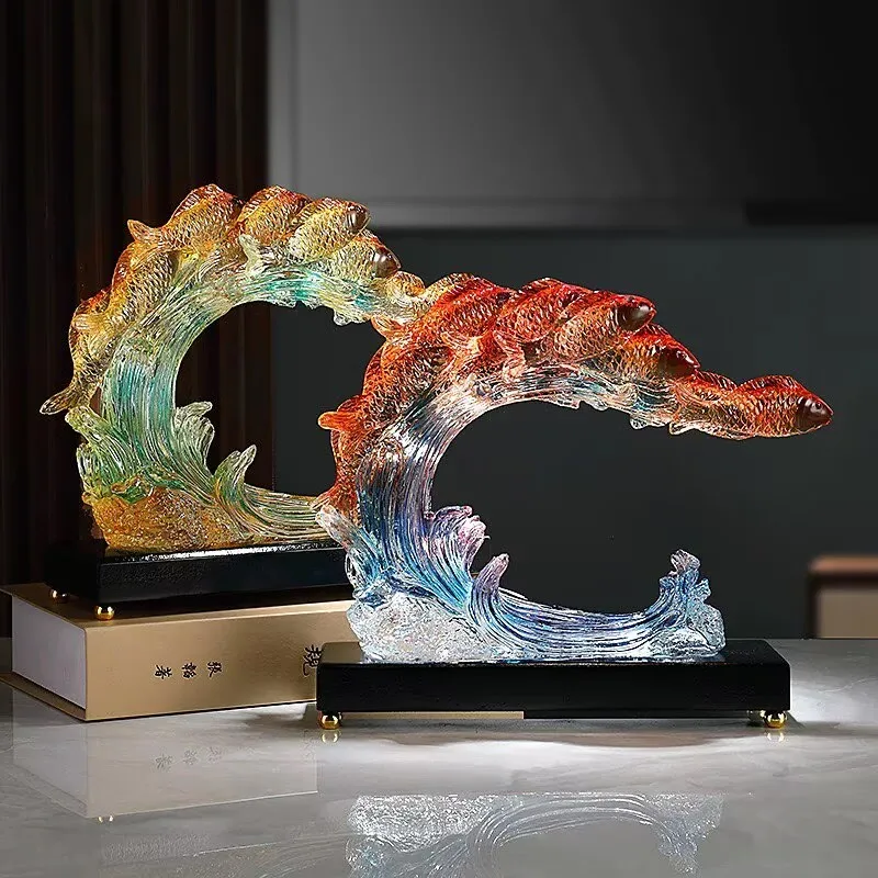 Room decoration wealth making ornaments like fish in water wealth attracting ornaments living room TV cabinets koi fish home dec