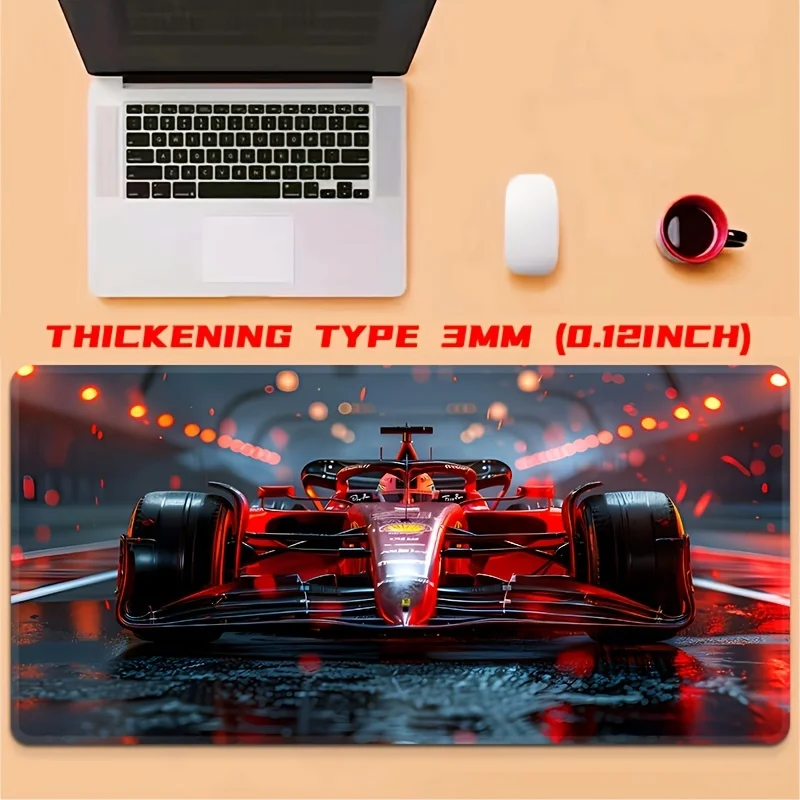 Extra Large Thick Gaming Mouse Pad Race Car Design Non-Slip desk mat Durable Stitched Edges HD Print Home Office PC Accessories