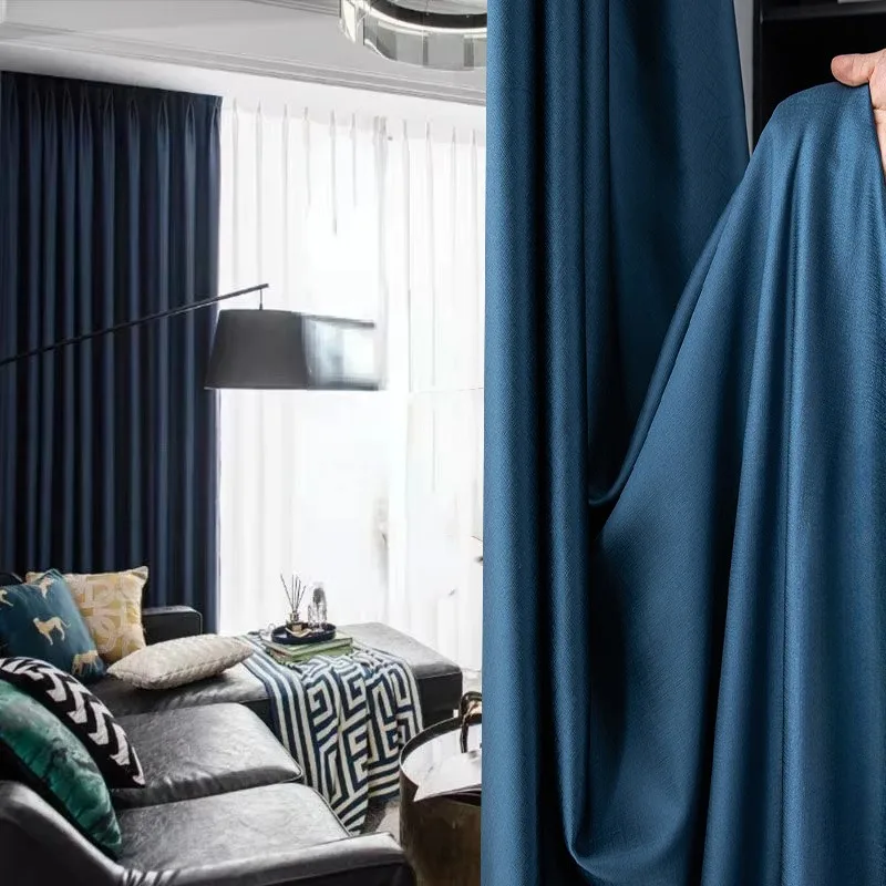 2024 New Simple Style Full Blackout Curtains for Living Room Bedroom Thickening Professional Blackout and Noise Reduction