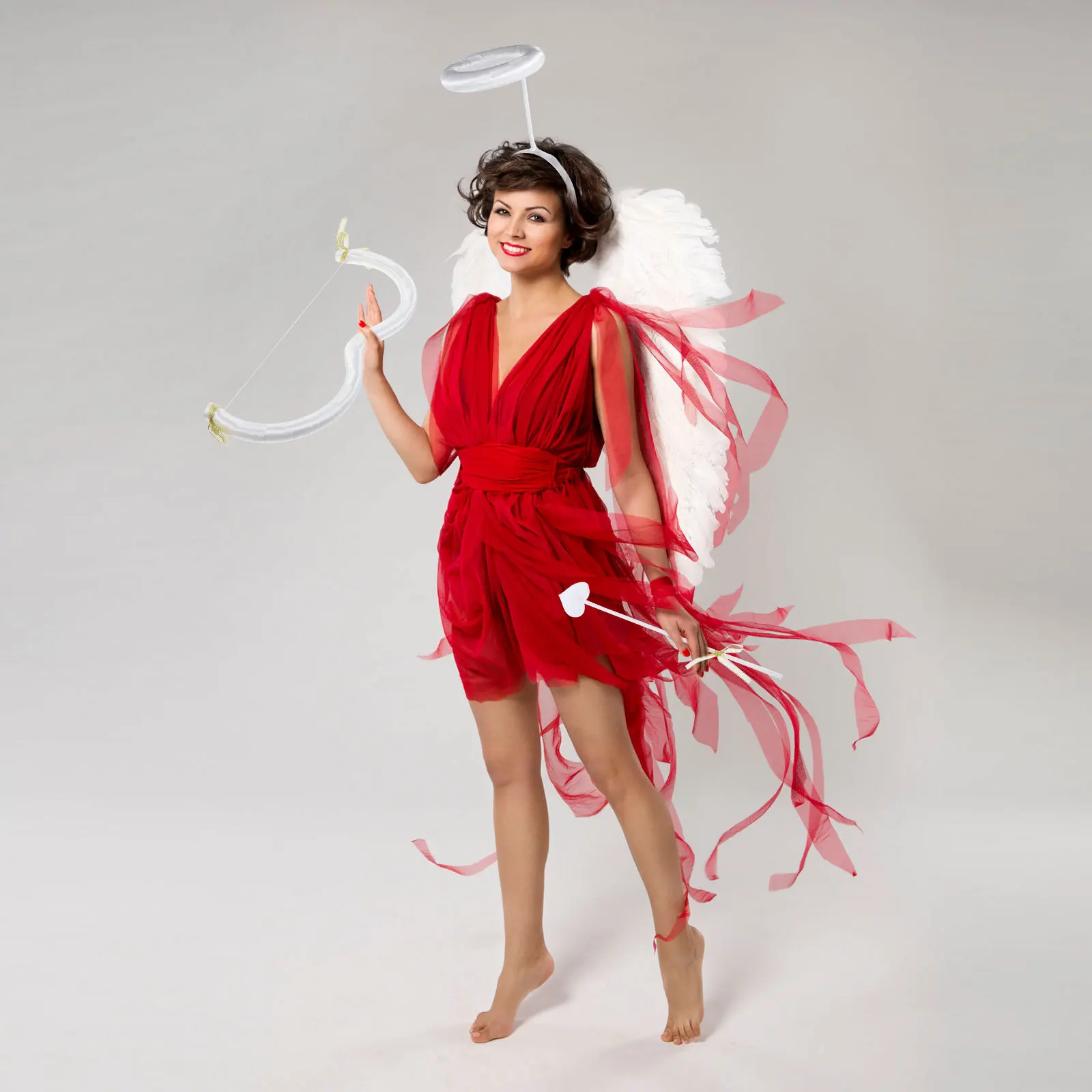 

Valentine Day Cupid Cosplay Accessory Bow with Arrow Wings Headband Set Women Costume Wedding Masquerade Decoration Gift