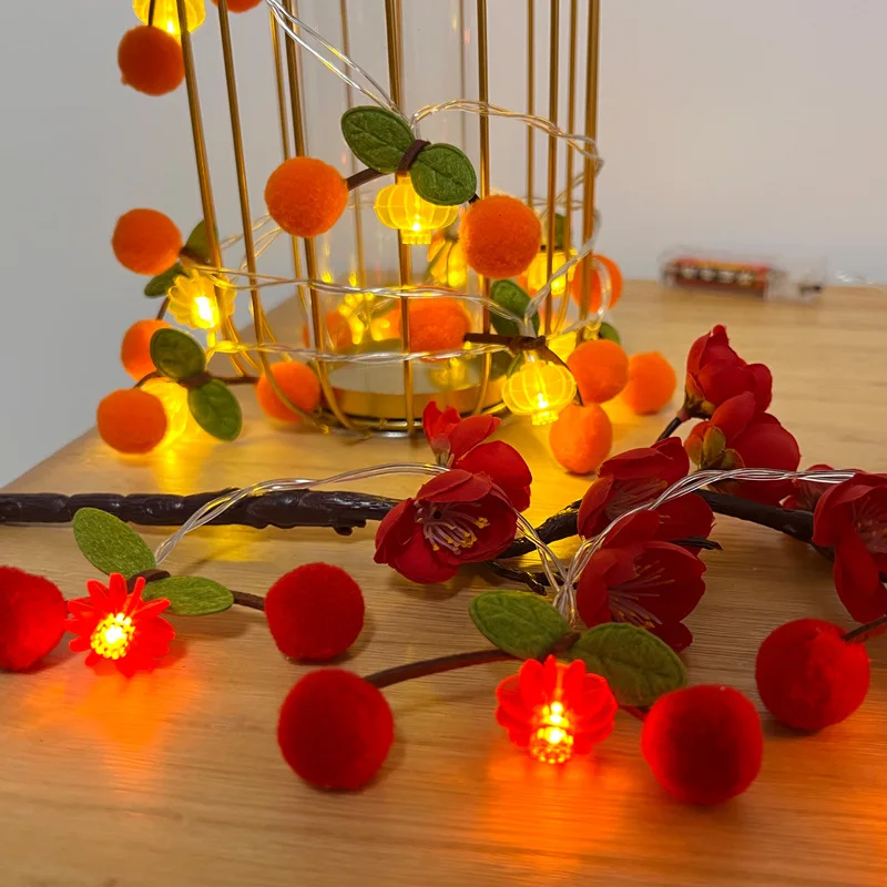 Red Fruit Colorido Luzes LED String, Pequenas Lanternas, Lâmpadas, Atmosfera De Férias, Decoração De Natal