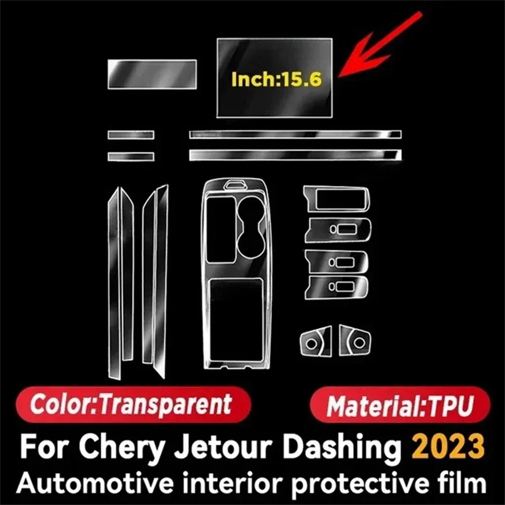 Anti-scratch Center Console Media Dashboard Navigation TPU Protector Film For Chery Jetour Dashing 2023 Car Interior Accessories