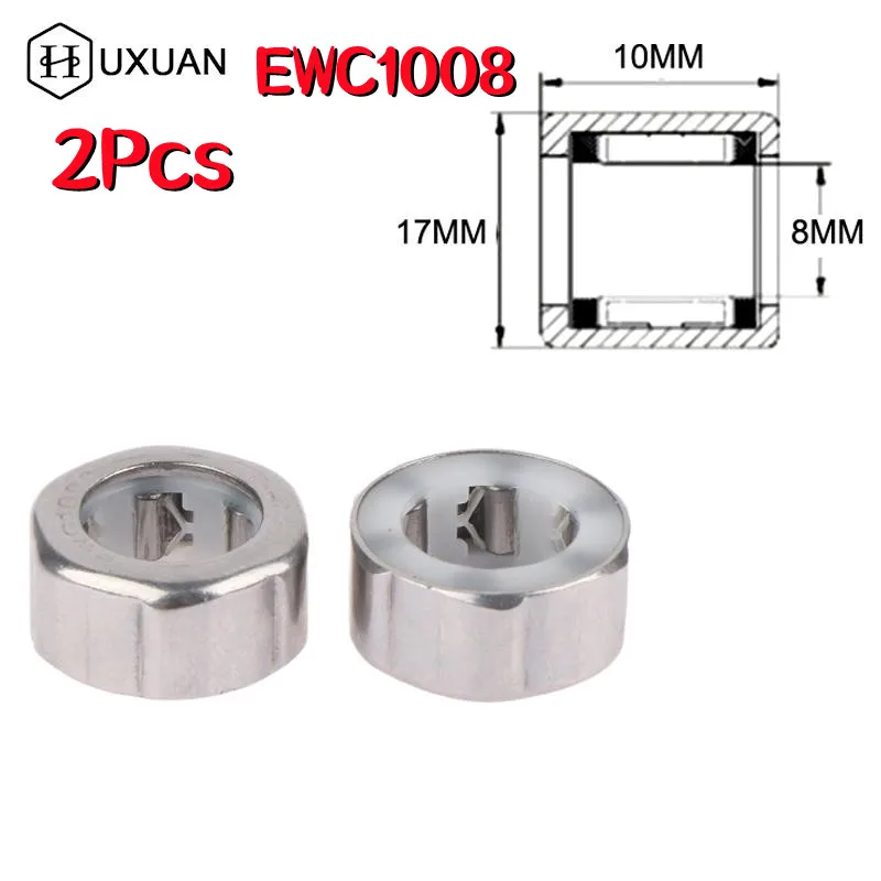 2Pcs EWC1008 Stainless One Way Bearing 10x17x 8mm Fishing Gear Bearing EWC1008