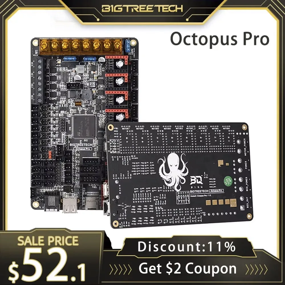 BIGTREETECH-Placa-mãe Octopus PRO, 32 Bit, 60V, 8 eixos, TMC5160T, TMC2209, VS Spider Board para PI TFT50, Ender 3, Atualização V2