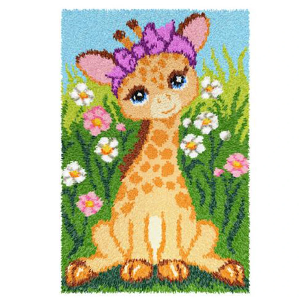 Latch hook rug kit with Pre-Printed Pattern Deer Carpet embroidery set do it yourself Foamiran for needlework Sewing rugs