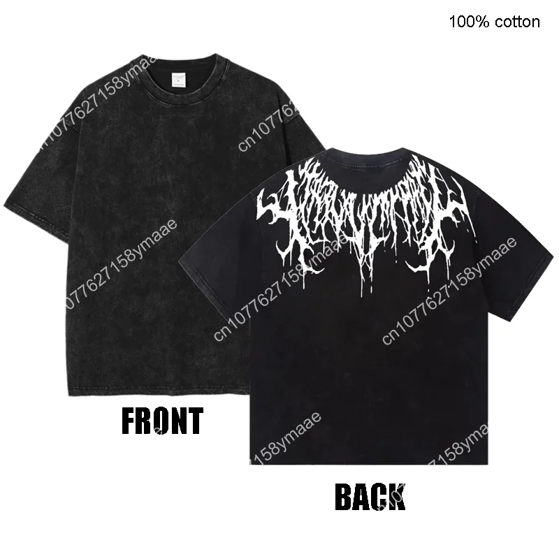 American Style Wide T-shirt Men Retro Heavyweight Thorns Short Sleeve Harajuku Summer Street Trendy Old Washed Oversized Clothes