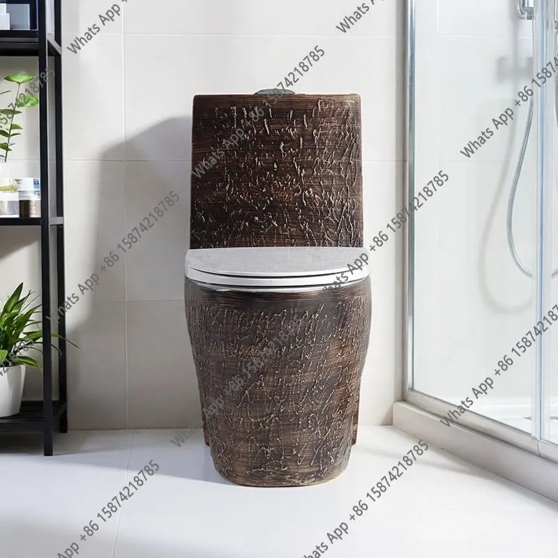 Brownish-white stone pattern retro toilet creative ceramic toilet household toilet flush siphon bathroom furniture