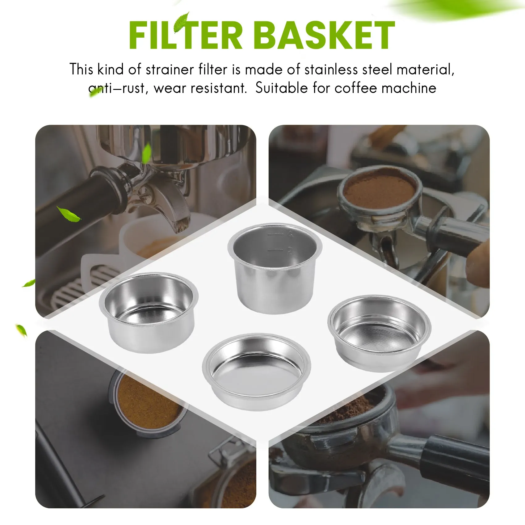 4PCS 51mm Coffee Filter Replacement Filter Basket for Coffee Bottomless Portafilter for Espresso Machine Parts-A70Z