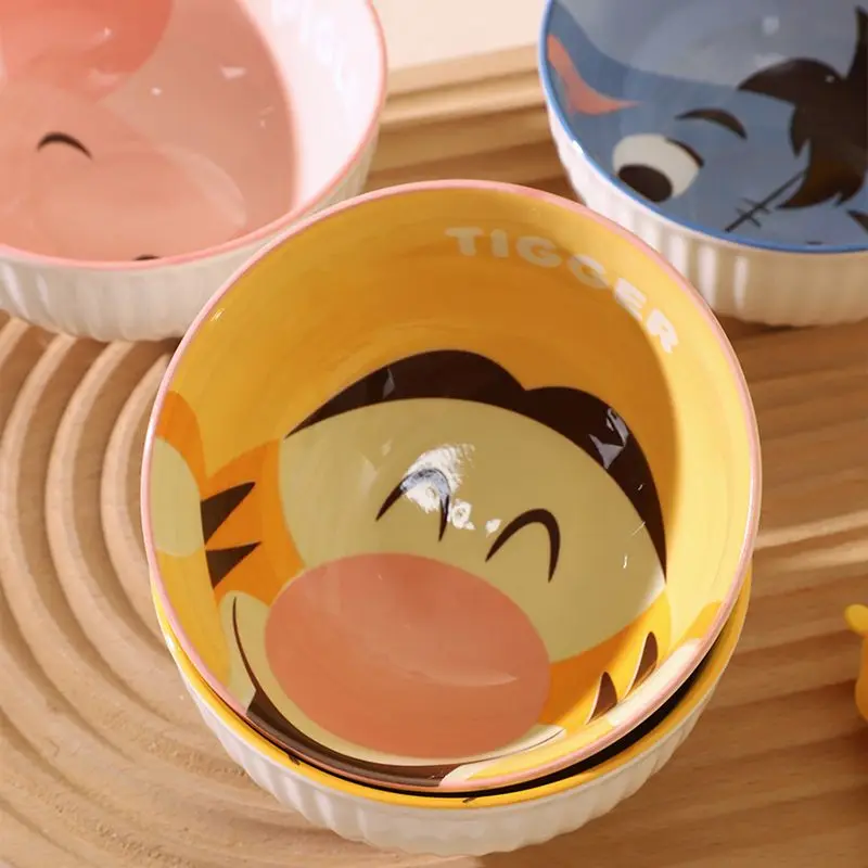 Disney Winnie The Pooh Same Style Tableware Rice Bowl Kawaii Cartoon Children\'s Rice Bowl New Style Meal Bowl for Home Use Gift