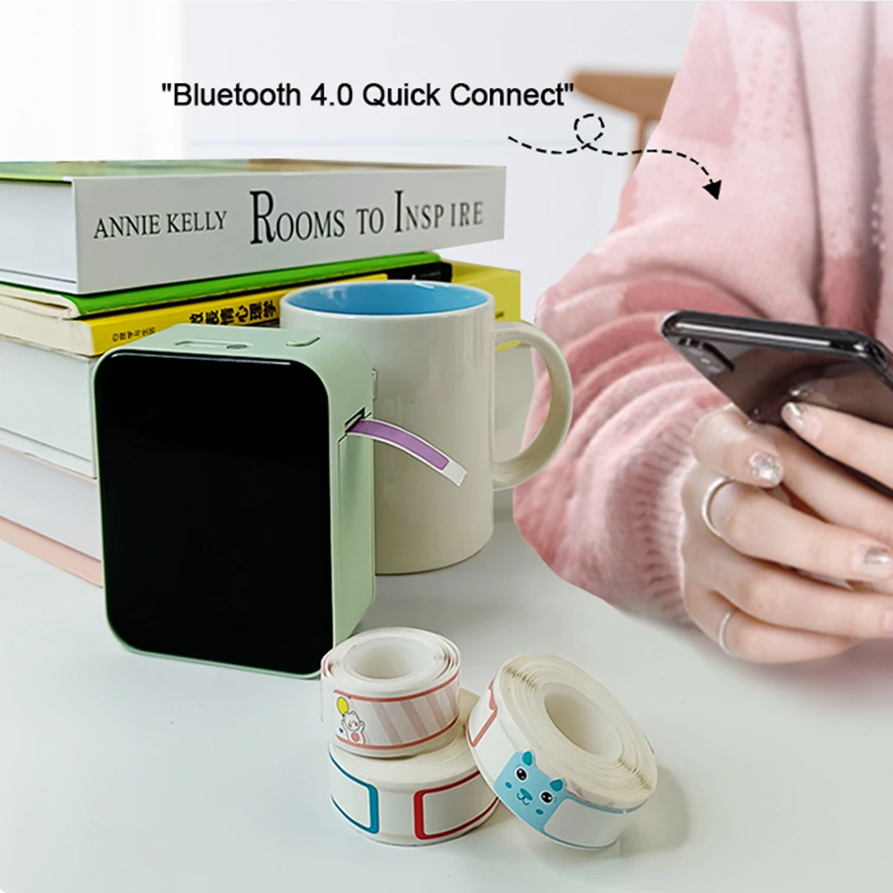 2026 جديد P15 طابعة حرارية للملصقات مثل D11 D110 D101 آلة وضع العلامات سماعة لاسلكية تعمل بالبلوتوث صانع الملصقات مع ملصق التسمية #5