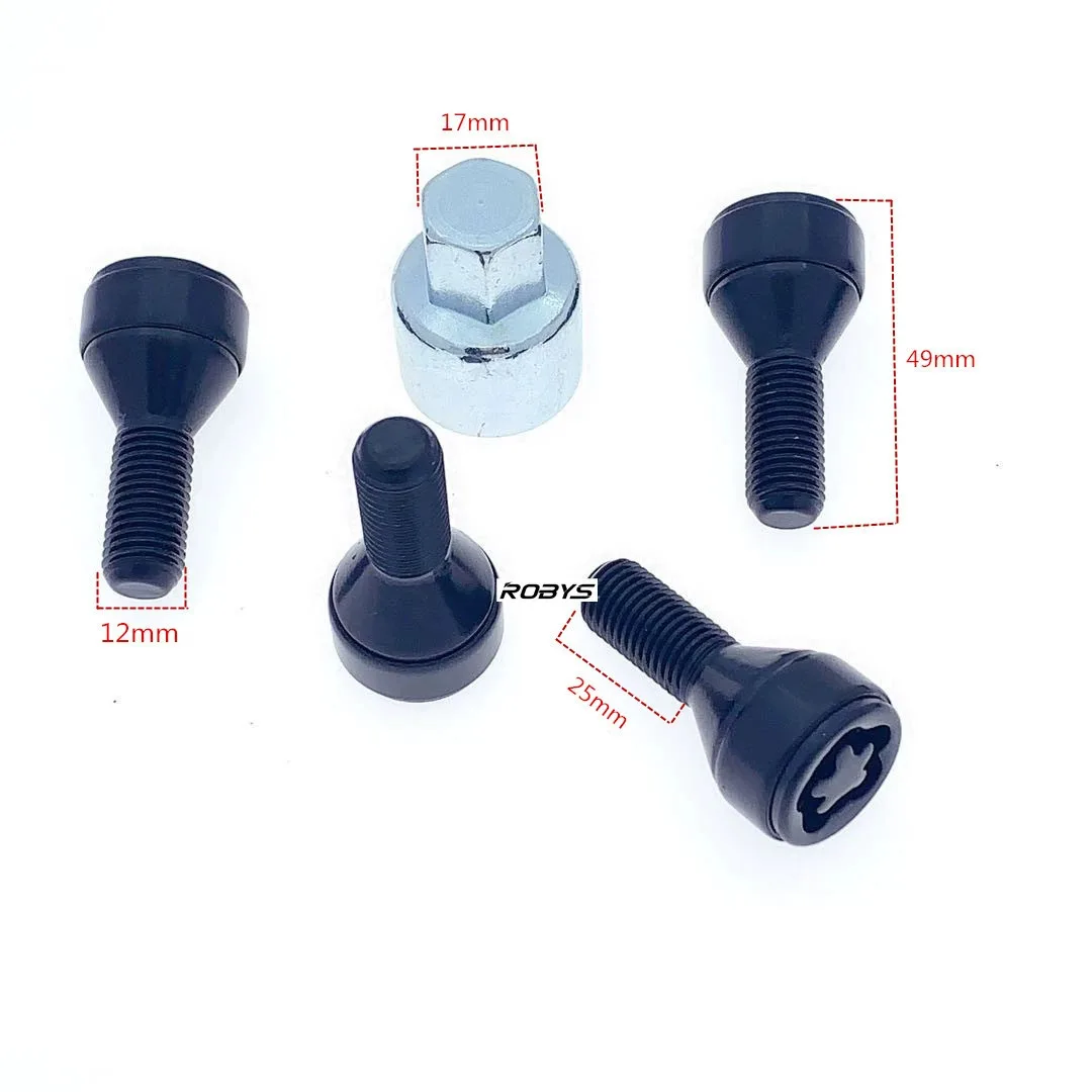M12x1.5 Lock Set Wheel Lock Bolts For Wheel Hub Security Anti-theft Wheel Lock Installation Grade 12.9 Material