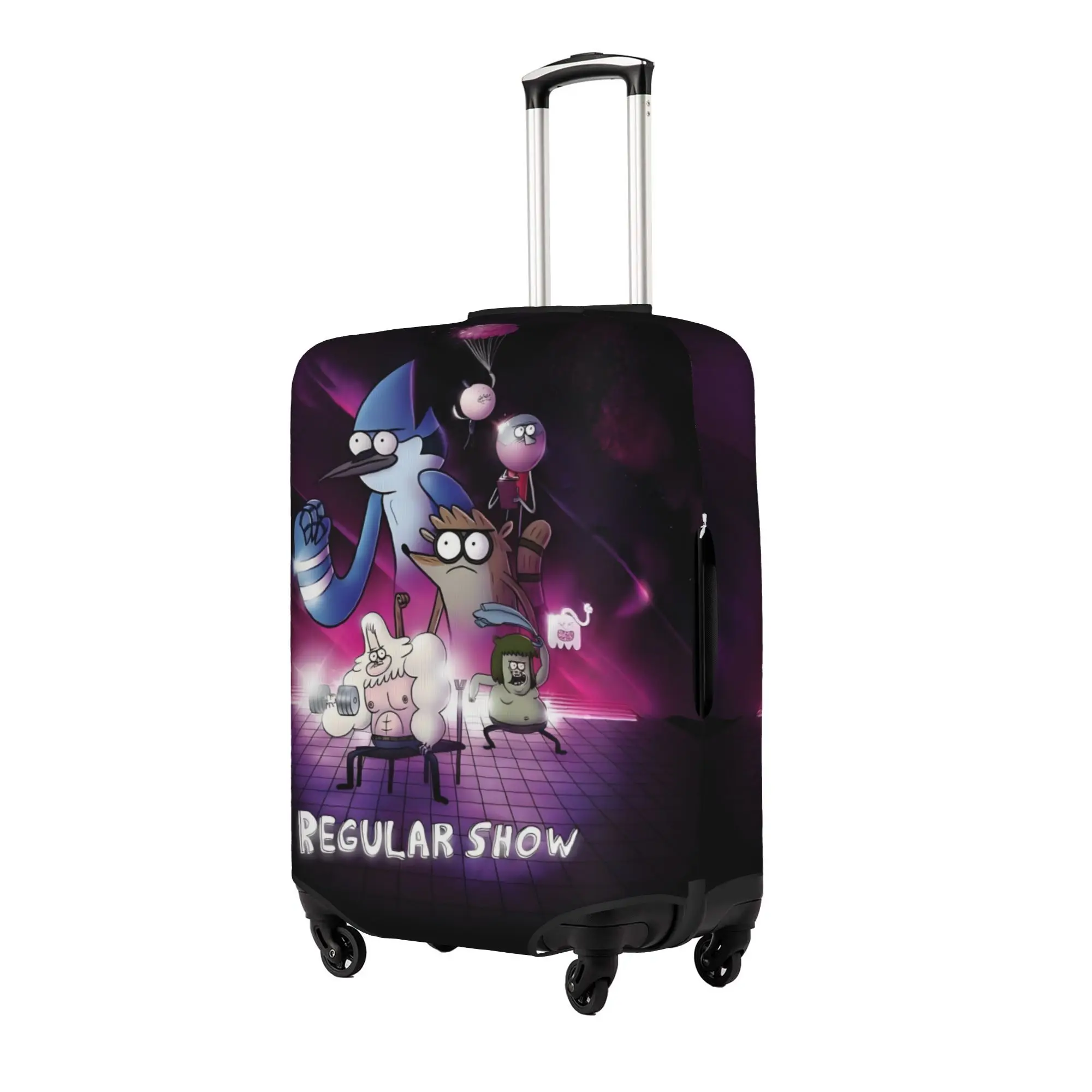Animated Regular Show Cartoon  Suitcase Cover Elastic Vintage High Quality   Travel Luggage Covers for 18-32 inch