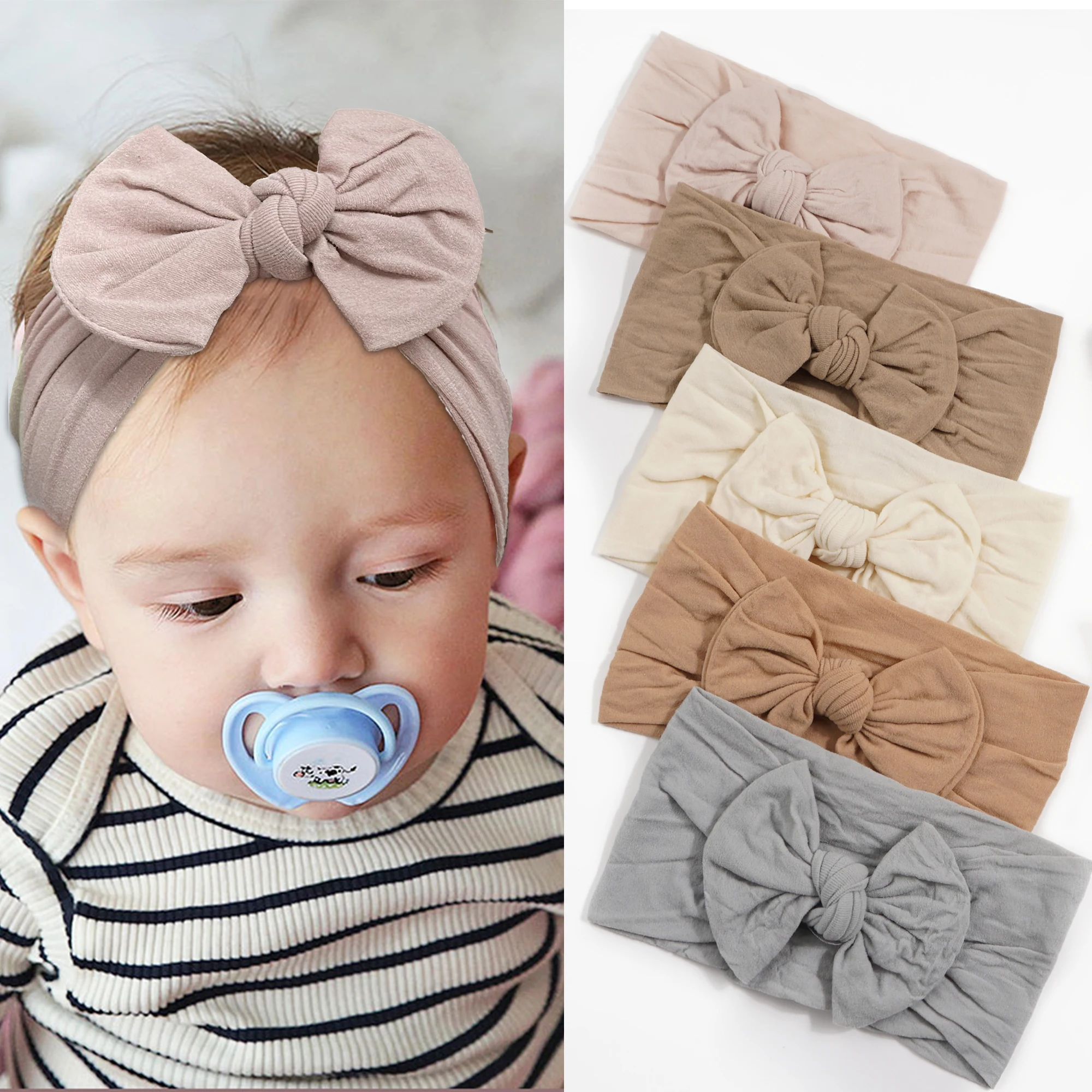 5Pcs/Set Nylon Elastic Soft Headband for Baby Girls Cute Headbands For Newborn Infant Toddlers Kids Hair Accessories