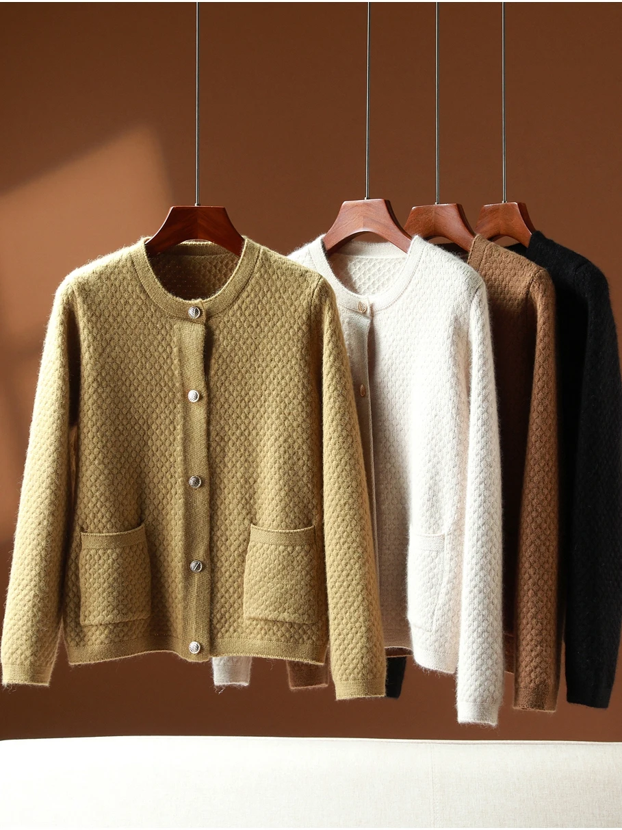 

Серия MS, круглый открытый кардиган, вязаный свитер, женский однотонный бархатный свитер на пуговицах с медведем, теплая осенне-зимняя верхняя одежда