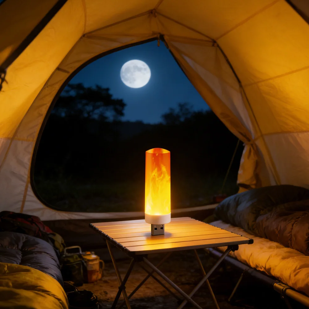 5V USB Energy Saving Flame Lamp Flameless Flickering Effect LED Atmosphere Light for New Year Holiday Bedroom Outdoor Decoration