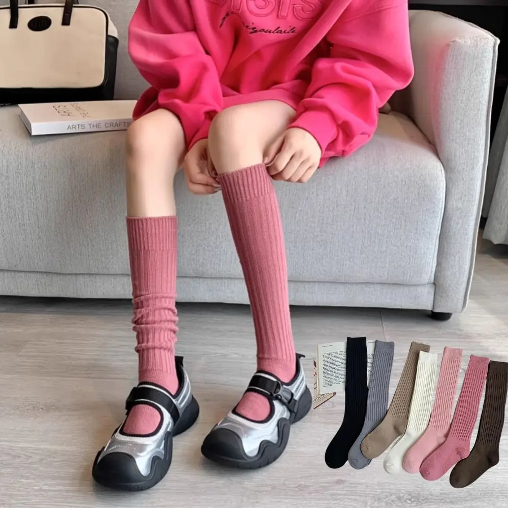 Solid Knitting Socks Women's Women Boot Stockings Skinny Casual Cotton Over Knee-High Socks Breathable Female Long Knee-socks