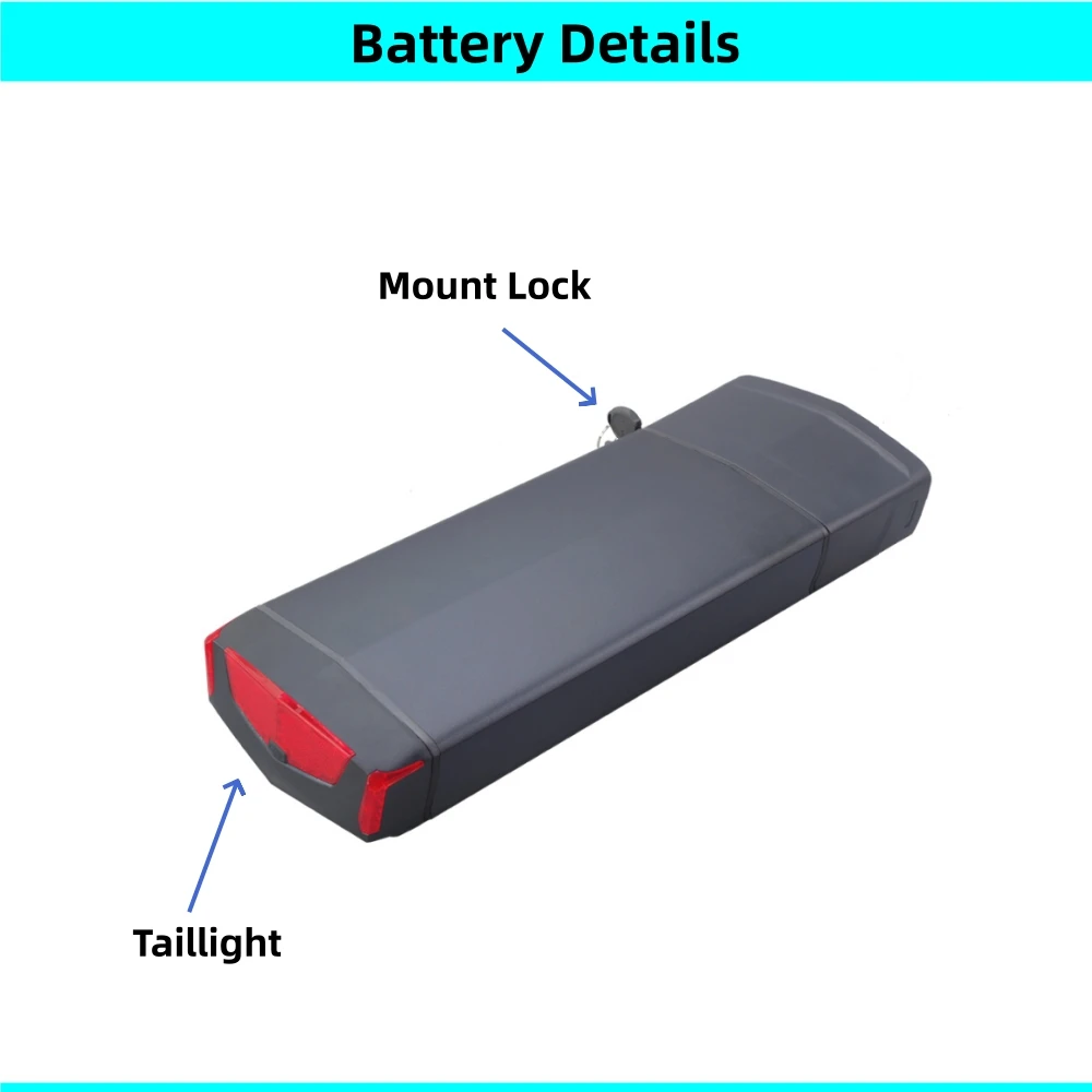 Rear Rack Carrier Li-ion Ebike Battery 36V 10.4Ah 11.6Ah 13Ah 15Ah 20Ah 48V 10Ah 14Ah City Bike Mountain Bike E-bike Battery