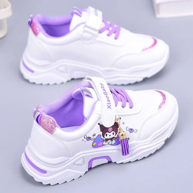 Autumn and winter children\'s casual sports shoes Kuromi Frozen Girls\' Sneakers Cartoon Anime Plush warm girls\' soft soled shoes