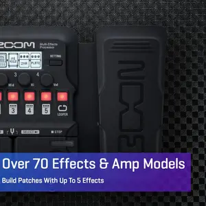 Processador multiefeitos de guitarra Zoom G1X FOUR com pedal de expressão, com mais de 70 efeitos integrados, modelagem de amplificador, looper, ritmo sect 10 principais vendas pedaleira zoom g1x on - №3