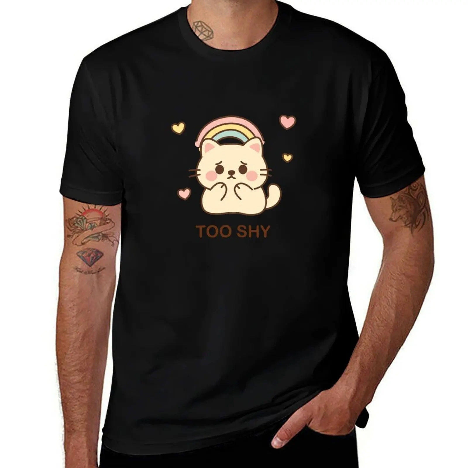 

The cat is so shy. T-Shirt new gifts and t-shirts shirts graphic tees T-shirts man Funny t-shirts luxury clothes men