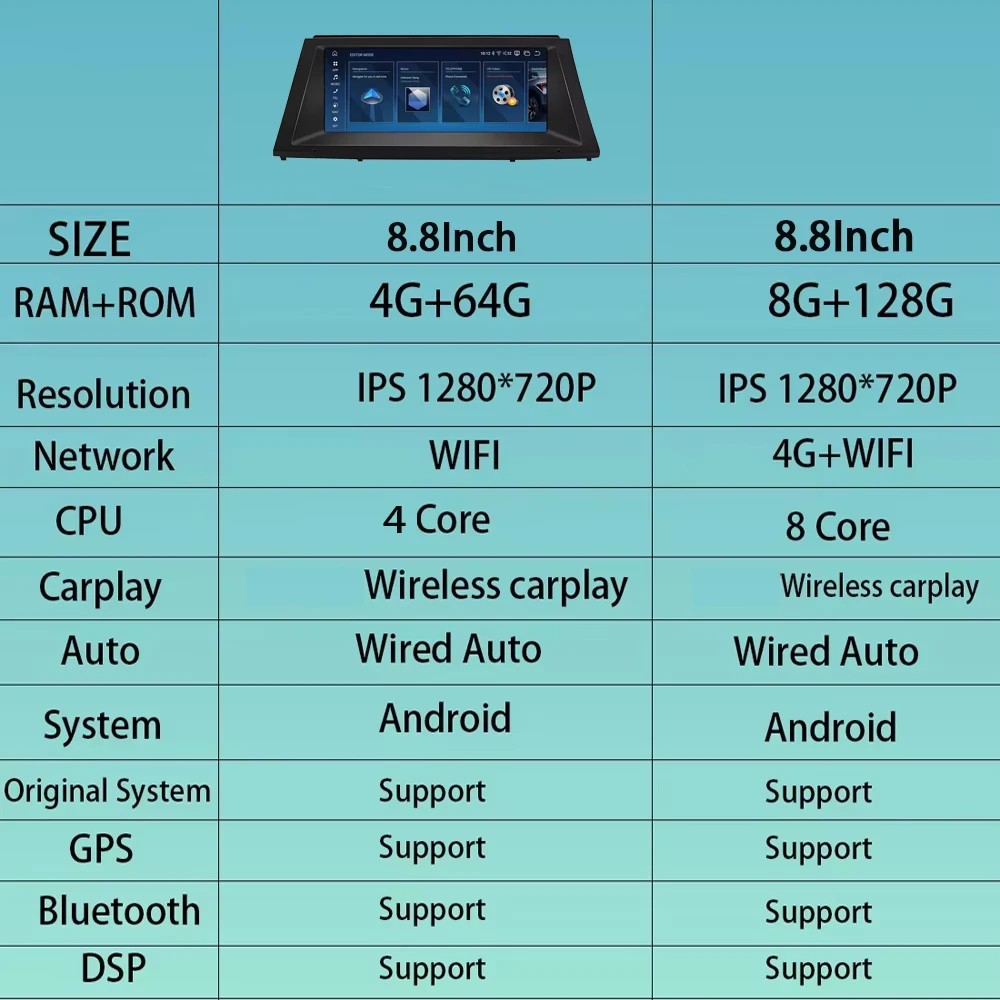 8.8 inch Android 15 For BMW X5 E70 X6 E71 E72 2008 - 2013 Car Radio GPS Wireless Carplay Auto BT Carplay Qualcomm Video Tools view 3