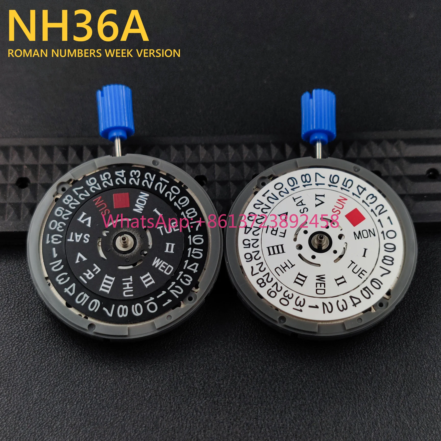 Japan Genuine NH36 NH36A Mechanical Movement Roman-English Day-Date Disc Crown At 3.0/3.8 Version Mod NH36 4R36 White/Black Date