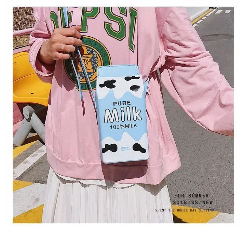 NEW Shoulder Bag Printed Fruit Girl Cute Cartoon Strawberry Banana Milk Box Casual Simple Sweet Creative Funny Bag for Women