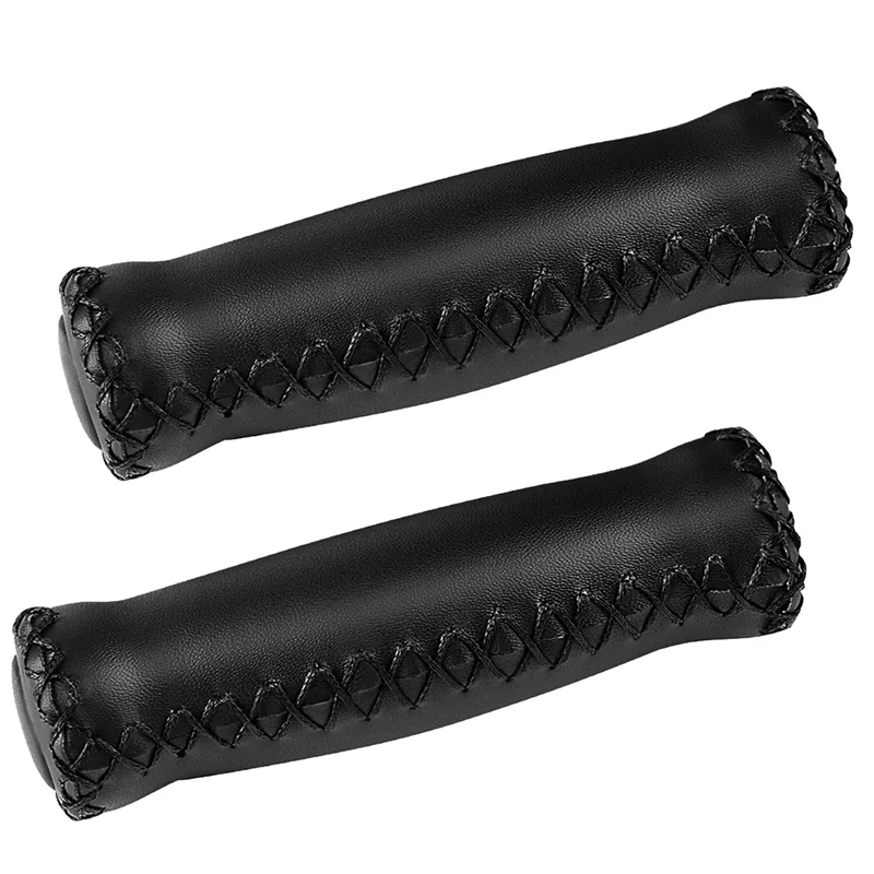 Bike Handlebar Grips,Hand-Stitched Retro Bicycle Grips,for Most 22.2mm (7/8Inch) Bicycle Handlebar,Black