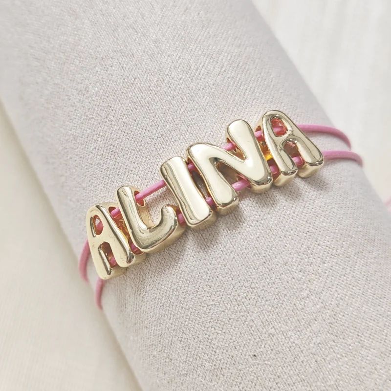 

Customized Bubble Bracelet Personalized Women's Bracelet Colored Knot Metal Name Jewelry Gift
