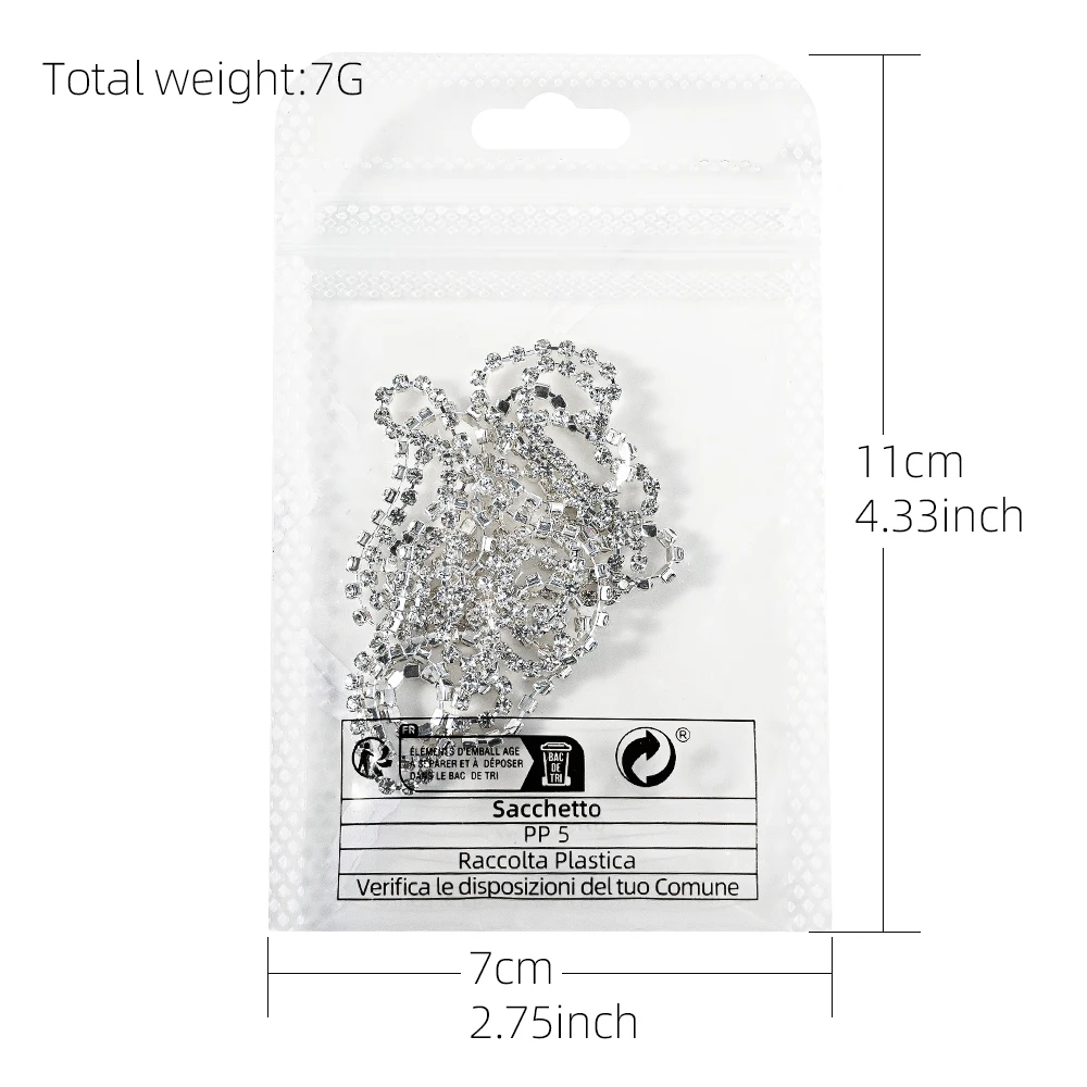 1M 39.37inch Hypoallergenic 3D Silver Claw Chain Nail Charms Luxury Sparkling Clear Rhinestones Adjustable Chain Manicure Decor*