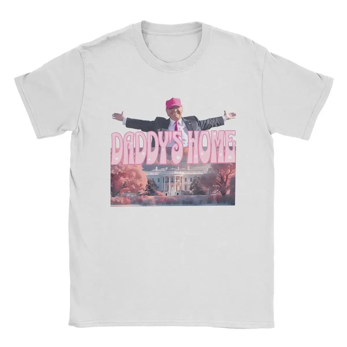 Men Women 2024 Donald Trump Pink Daddy's Home Shirt  Tee Clothing New Arrival Apparel Fashion Pure Cotton President T Shirt sale image 2