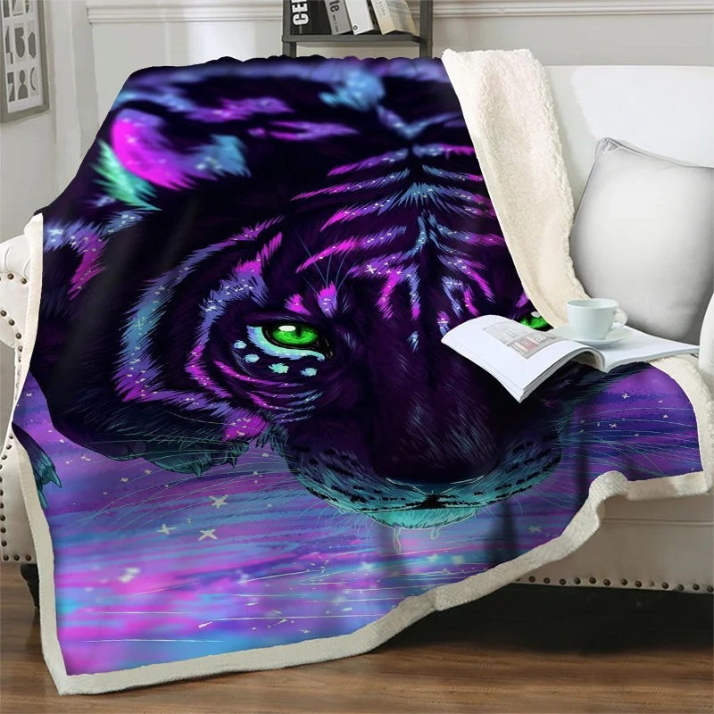 

Cartoon Dreamy Tiger 3D Printed Throw Blanket Flannel Plush Soft Warm Blankets for Beds Sofa Bedding Home Decor Quilts Nap Cover