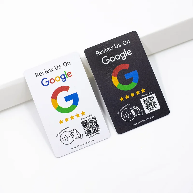 100Pcs NTAG215 NFC Tap Google Review Card, Black Matte Finish, Wear Resistant Reusable, Dynamic QR Code Programmable