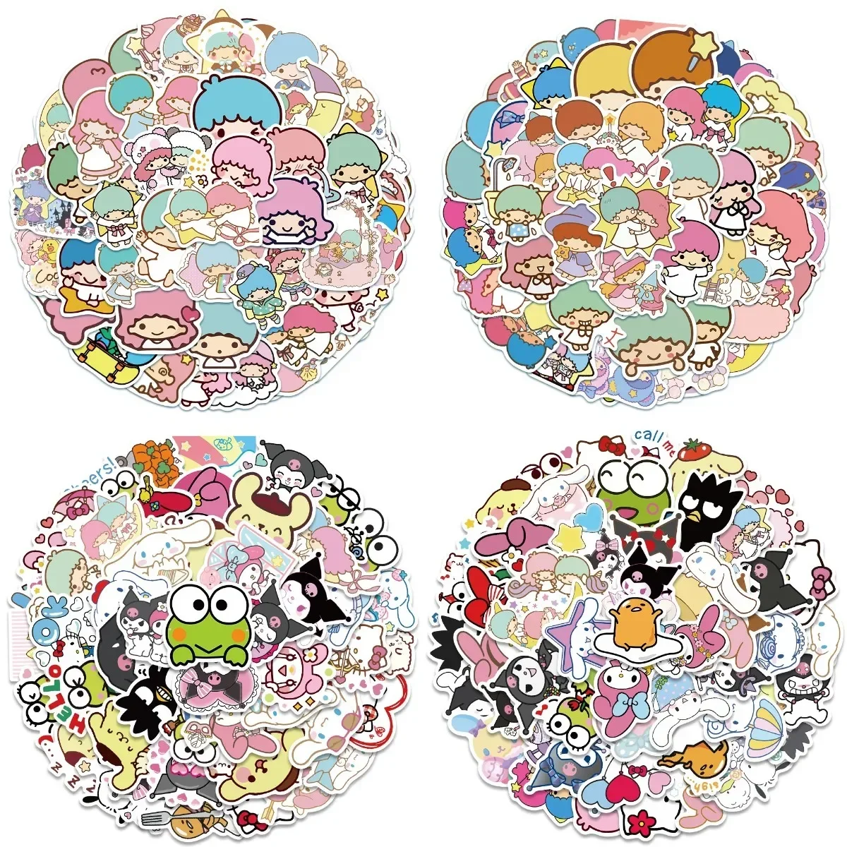 Kawaii Little Twin Stars Stickers Mixed Sanrio Decals for DIY Phone Luggage Laptop Diary Guitar Sanrio Sticker Kids Girls Toy