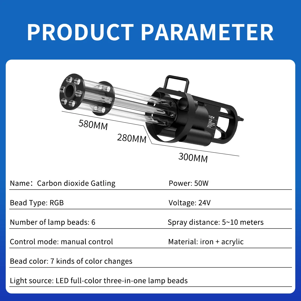 Led C02 Gatling Air Gun Stage Carbon Dioxide Handheld Atmosphere Gun CO2 Fog Machine  Gun Co2 Jet Gun Bar DJ Effects Equipment