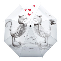 Animal Cat Love Automatic Umbrella Men Women Rain Windproof Outdoor Travel Sun Three Folding Umbrellas 8 Ribs Gift Parasol