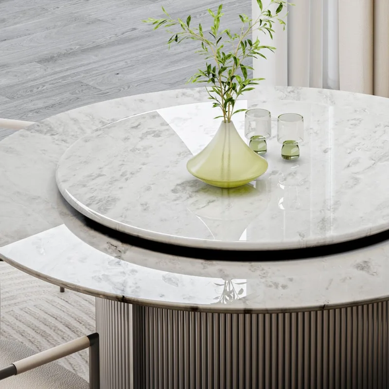 Natural imported new white luxury stone dining table customization Italian minimalist marble translucent high-end villa high-end