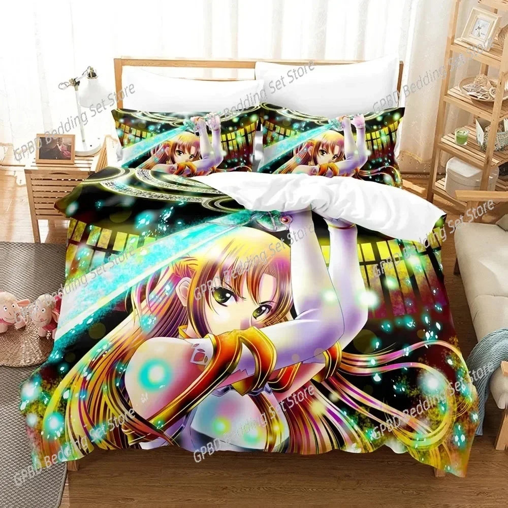 3D Print Anime Sword God Domain Comfortable Duvet Quilt Cover Pillowcase Bedding Set Children Bedroom Decoration Home Textile