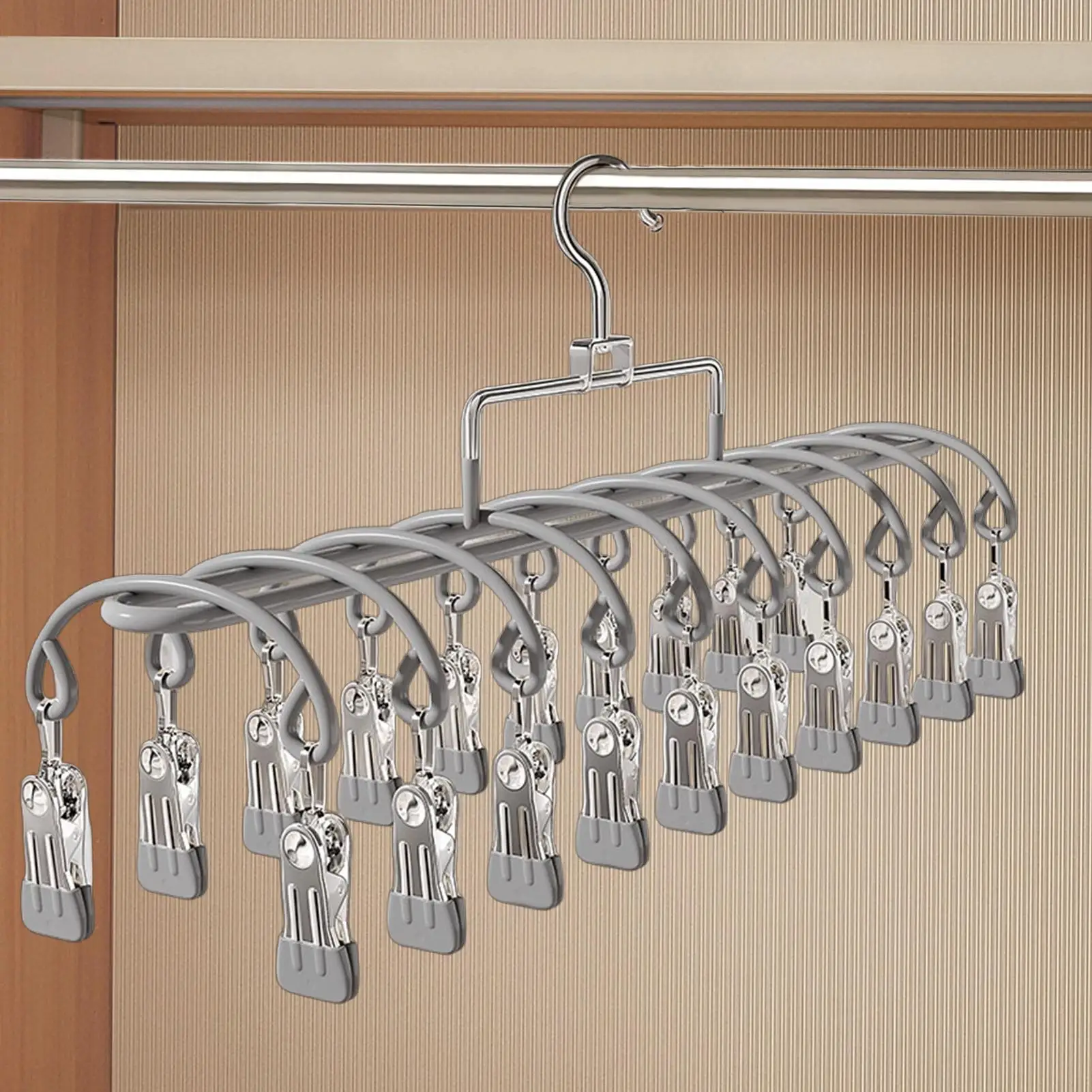20 Clips Stainless Steel Clothes Drying Hanger Windproof Clothing Rack Clips Sock Laundry Airer Hanger Underwear Socks Holder