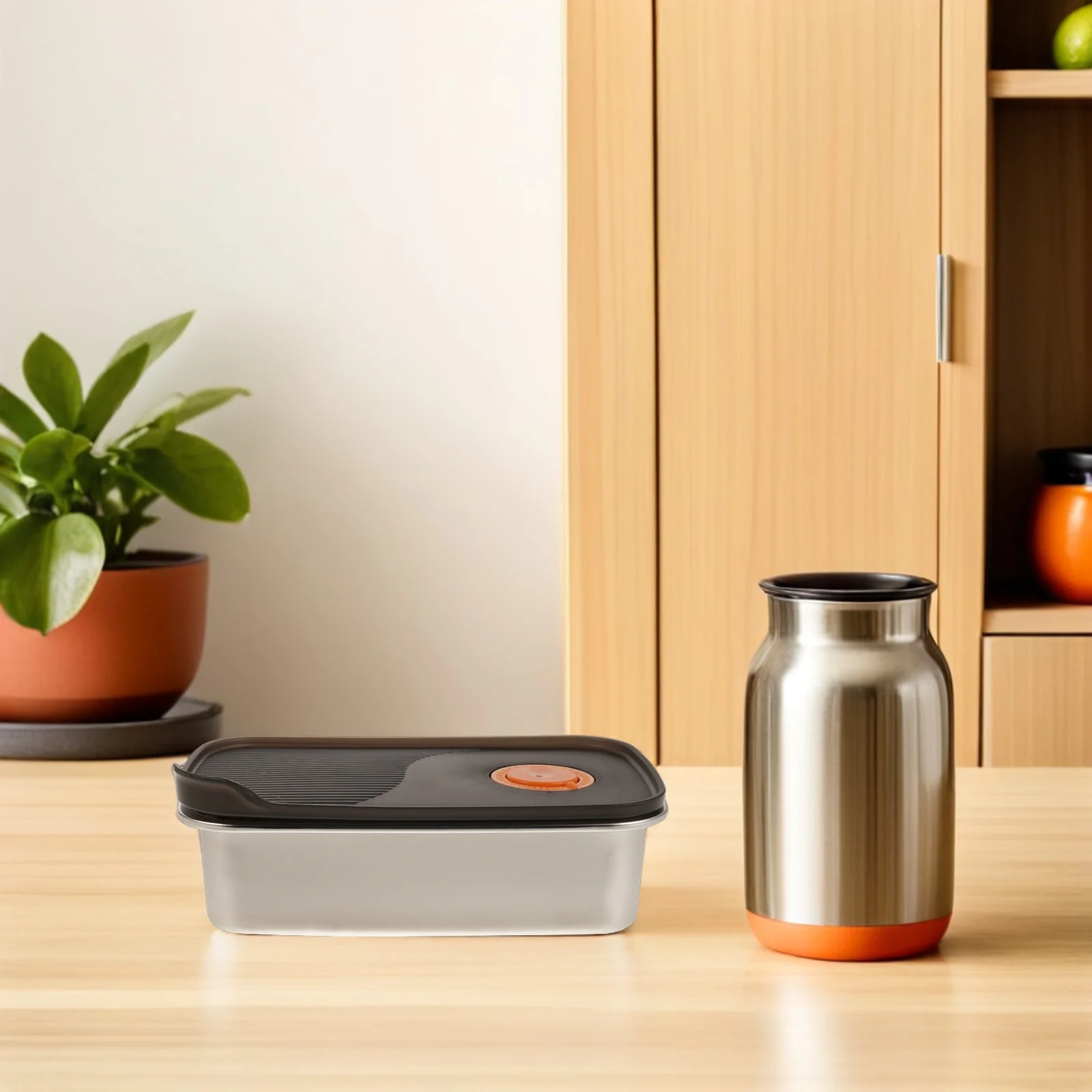 

700Ml Stainless Steel Food Storage Container Airtight Freezer Safe For Ice Cream Cheese Meal Prep Lunch Box Kitchen Organizer