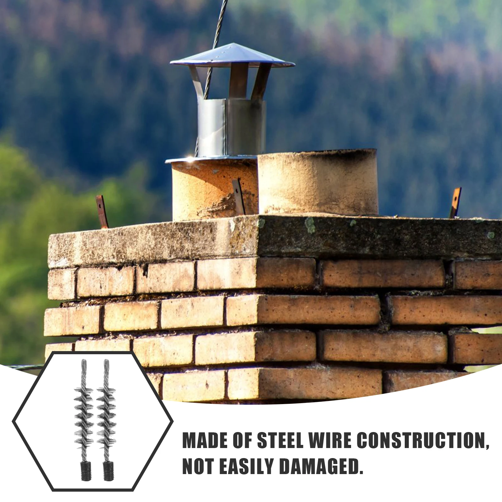 

2Pcs Steel Wire Funnel Brush Chimney Cleaner Multifunctional Flexible Kitchen Pipe Vent Cleaning Tool Wire Brush