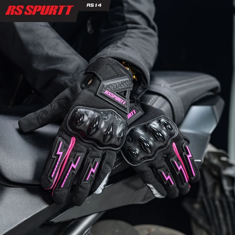 Women Motorcycle Gloves Full Finger Summer Breathable Lightweight Mesh Touchscreen Anti-Slip Riding Gear for Female S-L