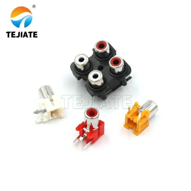5PCS Gold-plated Lotus Female AV Lotus Plug rca Lotus Female Socket Audio Audio Amplifier Socket Black/Red