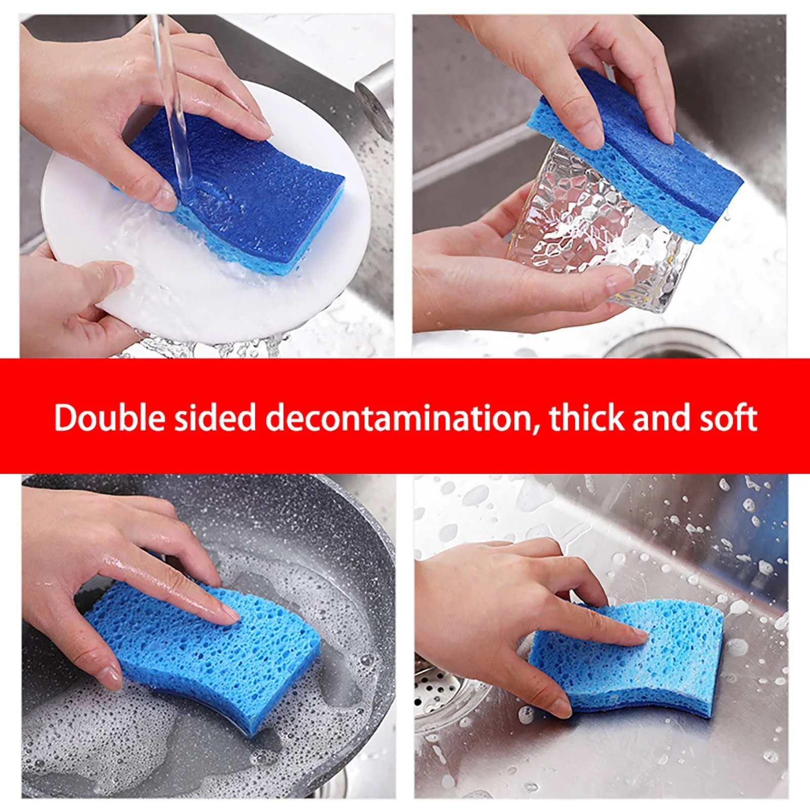 Cleaning Cloth Sponge Wood Pulp Cotton Three In One Cleaning Kitchen Washing Dishes And Pots  Herramientas De Limpieza