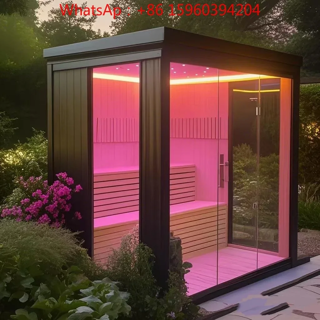 room, villa courtyard, sauna room, outdoor custom four-person dry wet box, export waterproof double box